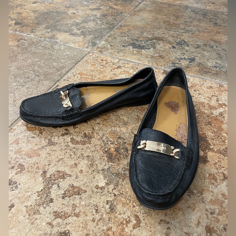 Coach Flats Black Leather A7751 Style Olive Size 8